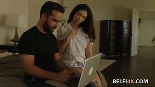 Slutty brunette needs a big cock to stretch her pussy