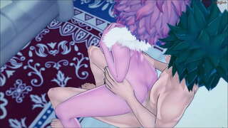 Идзуку Мидория fucks öz симпатичную girlfriend komanda İsə divarın dibində - MHA Multik.